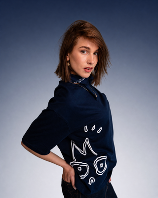 SIDE LOGO TEE - SÖTÉTKÉK
