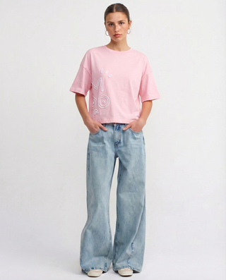 SIDE LOGO TEE - RÓZSASZÍN